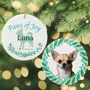 Refined Mint Chihuahua Personalised Christmas Ceramic Tree Decoration