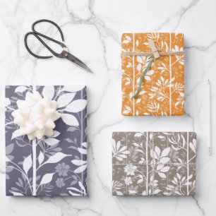 Refined Modern Floral Climbing Vines Silhouette Wrapping Paper Sheet