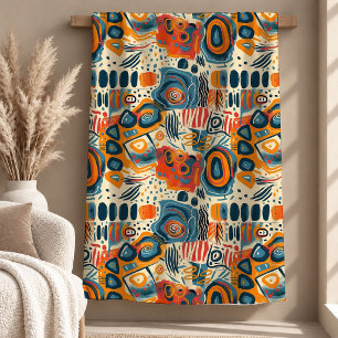 Refined Navy Terracotta Boho Blanket Decor Art