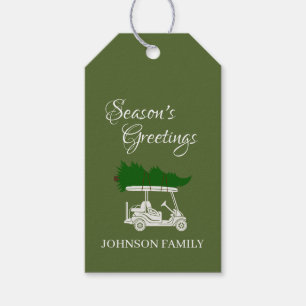 Refined Olive Green Golf Cart with Christmas Tree Gift Tags