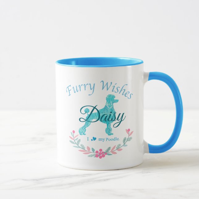 Refined Pastel Blue Poodle | Custom Christmas Gift Mug (Right)
