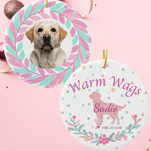 Refined Pastel Pink Labrador Retriever Custom Ceramic Tree Decoration