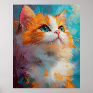Refined Persian Kitten — Soft Pastel Illustration Poster