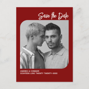 Refined Photo Save the Date Ruby Red Postcard
