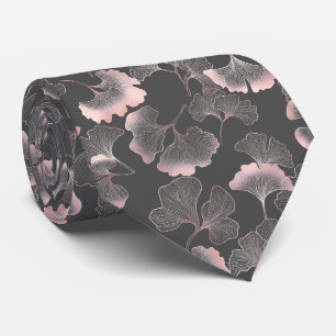 Refined Pink Ginkgo Leaves with Metallic Texture Tie