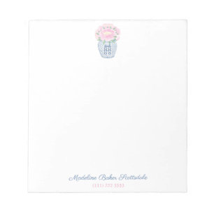 Refined Pink Peony Ginger Jar Ladies Notepad