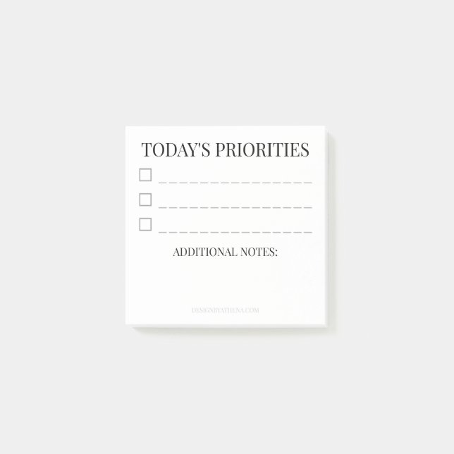Refined Priorities | Elegant 3x3 Daily Task Post-i Post-it Notes (Front)