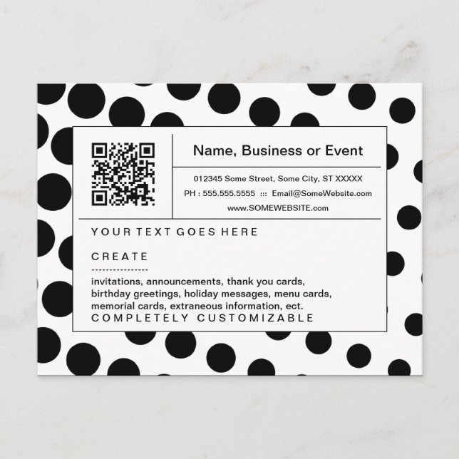 refined QR code : black and white halftone Invitation Postcard (Front)