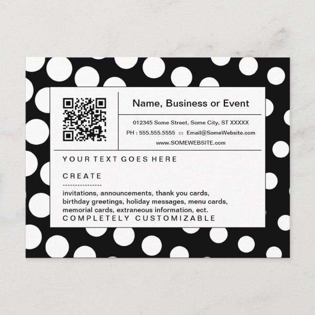 refined QR code : black and white halftone Invitation Postcard (Front)
