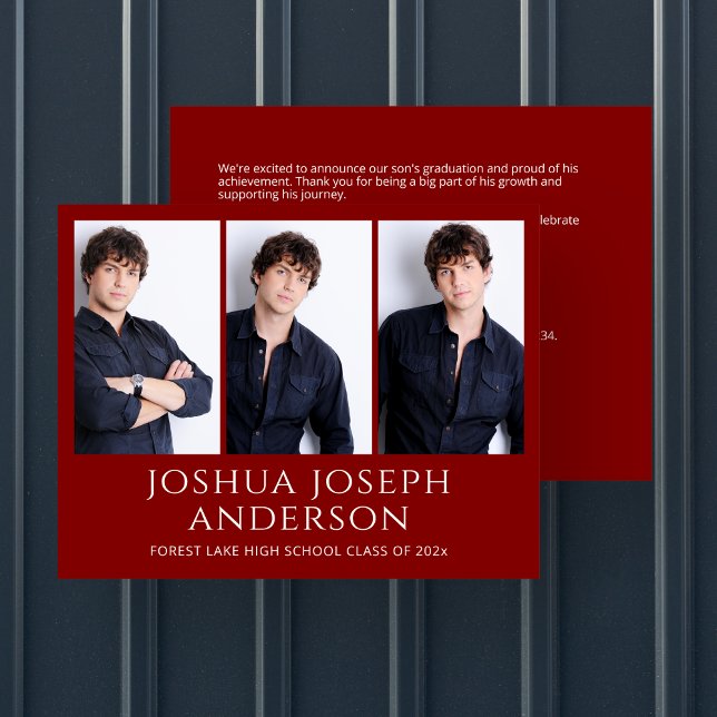 Refined Red Graduation Photo  Announcement (Creator Uploaded)
