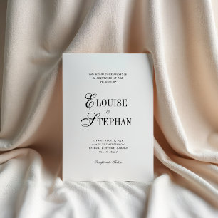 Refined Script White QR Code Details Wedding Invitation