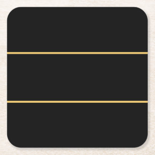 Refined Slender Accent Stripes On Modern Black Square Paper Coaster
