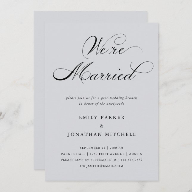Refined | Soft Grey Post-Wedding Brunch Invitation (Front/Back)