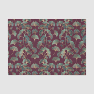 Refined Teal Ginkgo with Gold Accents Tissue Paper
