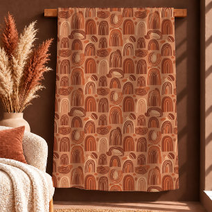 Refined Terracotta Burnt Orange Abstract Art Blank Fleece Blanket