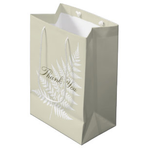 Refined Thank You Light Green White Fern Medium Gift Bag