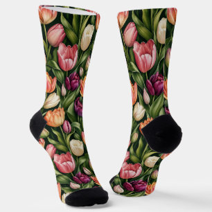 Refined Tulip Botanical Illustration Socks