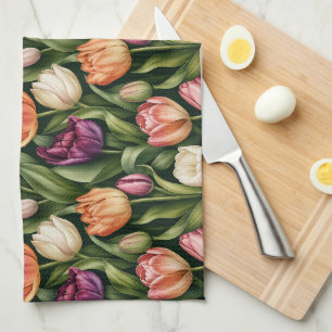 Refined Tulip Botanical Illustration Tea Towel