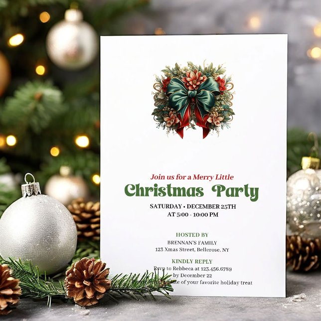 Refined Victorian Christmas bow party invite (Refined Victorian Christmas angel party invite

)