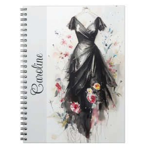 Refined Vintage Victorian Black and White Dress Notebook