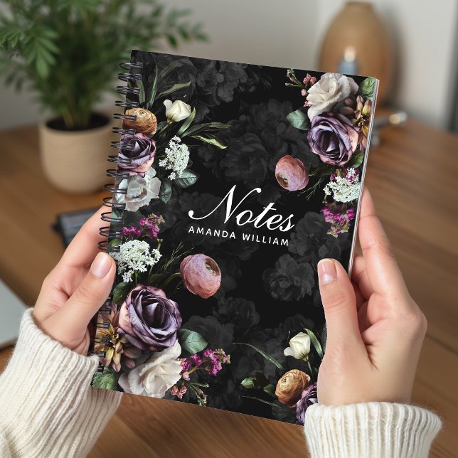 Refined Violet White Rose Floral Art Notebook (Creator Uploaded)