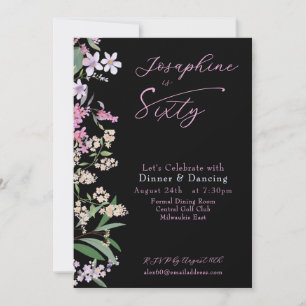 Refined Watercolor Wildflower Named 60th Birthday Invitation