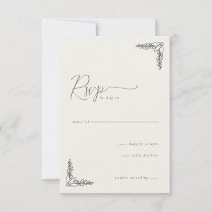 Refined White Calligraphy With Floral RSVP Card