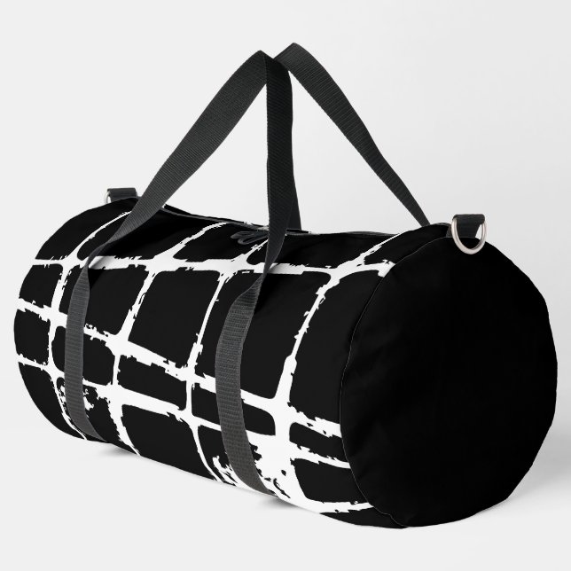 Refined White Light Grunge Modern Dirty Mesh Duffle Bag (Left Corner)