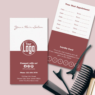 Refined White & Smoky Topaz Hair Salon Loyalty & Appointment Card