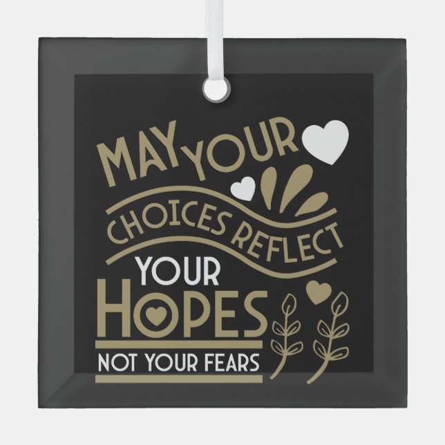 Reflect Your Hopes Motivation Glass Tree Decoration (Front)