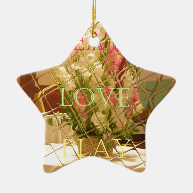 Reflected Blooms Art Print Ceramic Tree Decoration (Front)
