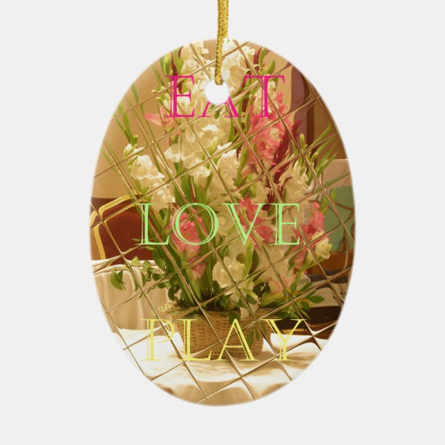 Reflected Blooms Art Print Ceramic Tree Decoration (Front)