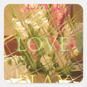 Reflected Blooms Art Print Square Sticker