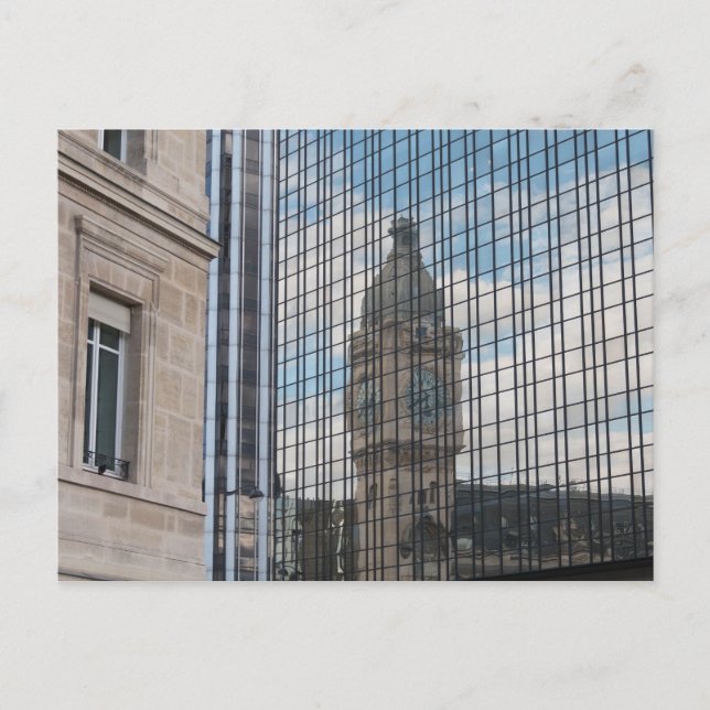 Reflected Gare de Lyon Clock Tower, Paris Postcard (Front)