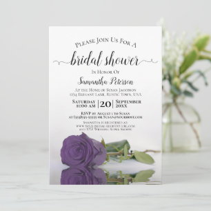 Reflecting Amethyst Purple Rose Bridal Shower Invitation