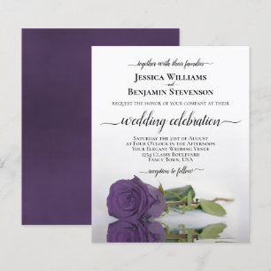Reflecting Amethyst Rose BUDGET Wedding Invite