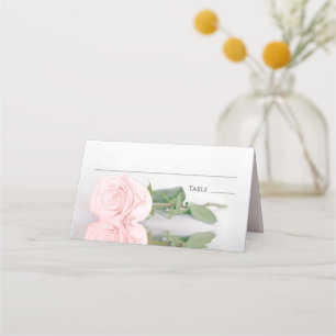 Reflecting Blus Pink Rose Elegant Wedding Write-In Place Card