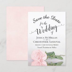 Reflecting Blush Pink Rose Romantic Wedding Save The Date