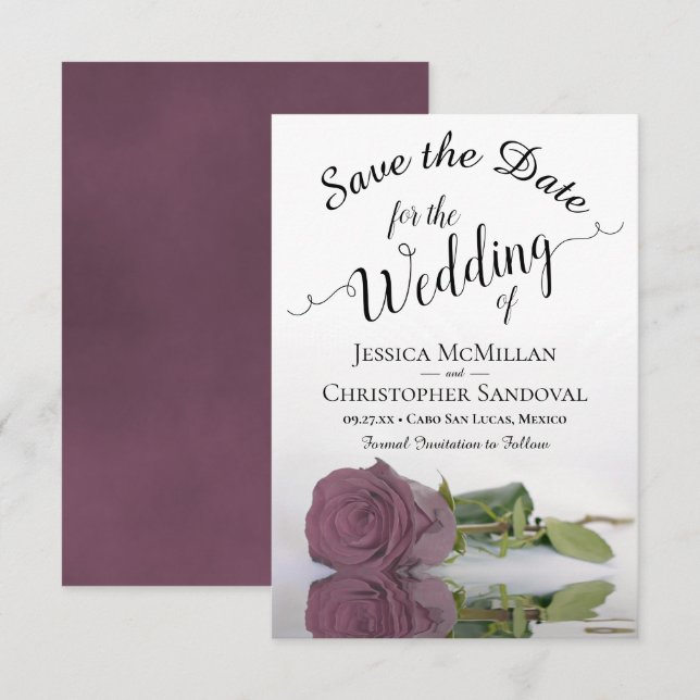 Reflecting Dusty Rose Romantic Flower Wedding Save The Date (Front/Back)