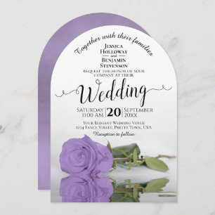 Reflecting Lavender Purple Rose Elegant Wedding Invitation