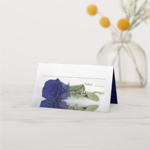 Reflecting Navy Blue Rose Wedding Write-In Place Card