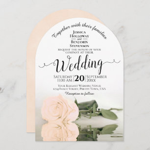 Reflecting Pale Blush Peach Rose Elegant Wedding Invitation