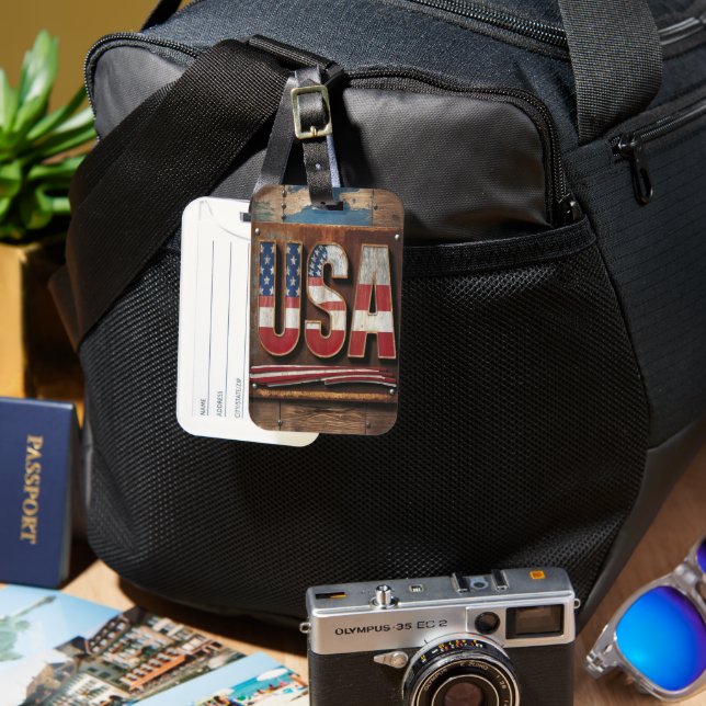 Reflecting Patriotism: USA Luggage Tag (Front & Back)