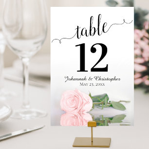 Reflecting Pink Rose Elegant & Chic Wedding Table Number