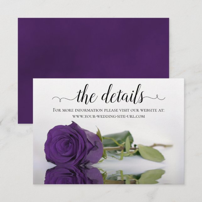Reflecting Purple Rose Wedding Details Website Enclosure Card (Front/Back)