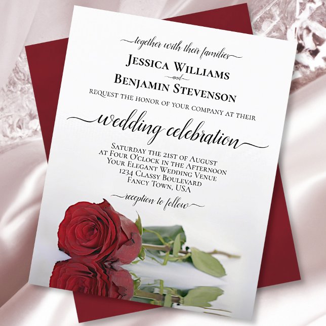 Reflecting Red Rose BUDGET Wedding Invitation (Creator Uploaded)