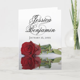 Reflecting Red Rose Elegant Romantic Photo Wedding Invitation