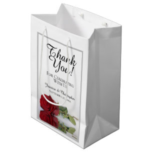 Reflecting Red Rose Wedding Thank You Medium Gift Bag