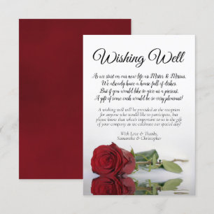 Reflecting Red Rose Wedding Wishing Well Poem Enclosure Card