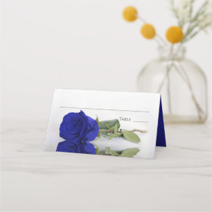 Reflecting Royal Blue Rose Wedding Write-In Place Card